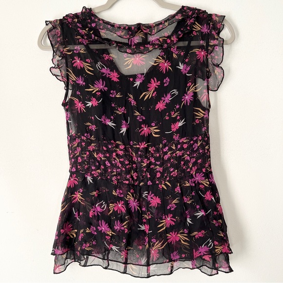 Eci New York Silk Floral Blouse Size 4 - Picture 2 of 5